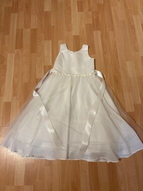 Tip Top Kids Cream Satin & Tulle Flower Girl Dress